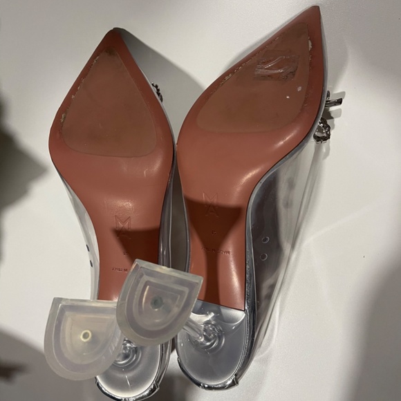 Amina Muaddi Rosie 95mm Crystal Bow Glass Pumps - Picture 4 of 6